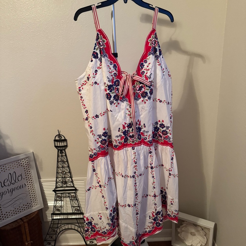 NWT Anthropologie Celandine Plunge-Neck Drop-Waist Cotton Midi Dress Sz XL - Picture 4 of 12
